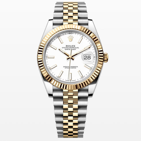 Date Just white dial 41mm 2Tone Jubilee
