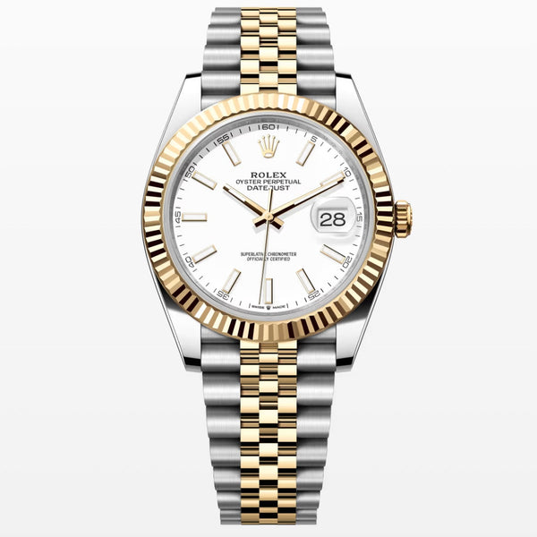 Date Just white dial 41mm 2Tone Jubilee