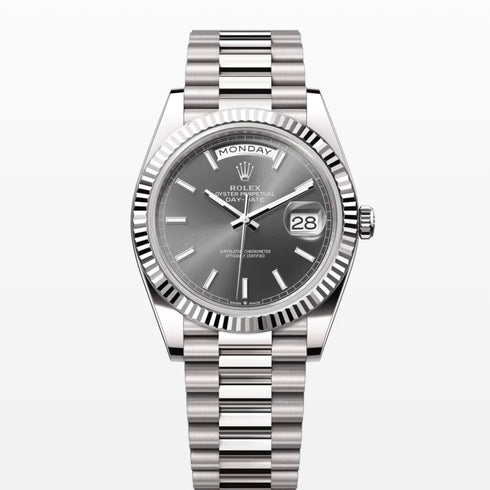 Day Date grey dial 40mm silver president