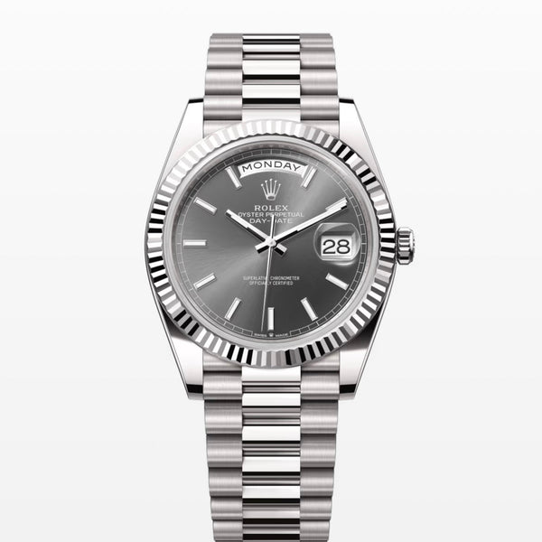 Day Date grey dial 40mm silver president