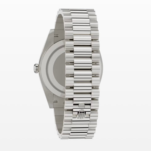 Day Date White roman Dial 40mm silver president