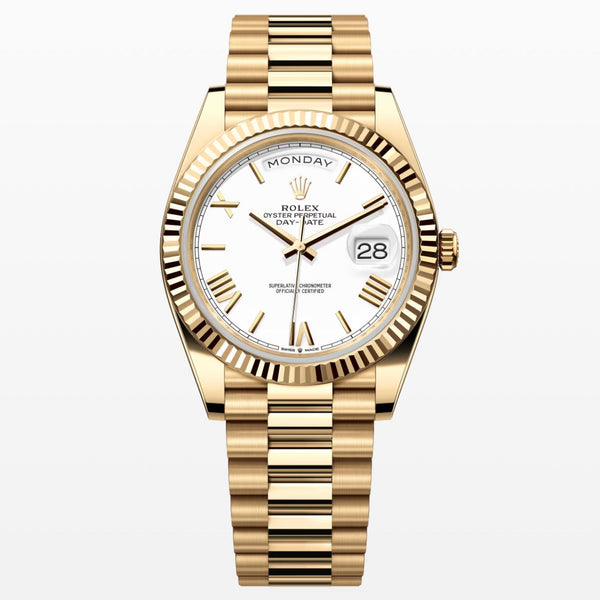 Day Date White roman Dial 40mm gold president