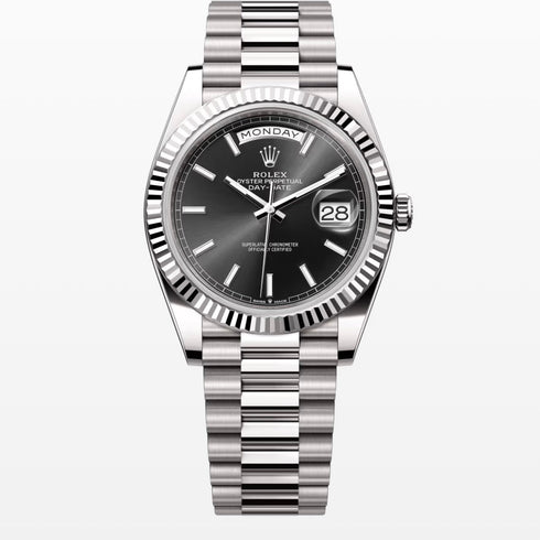 Day Date Black Dial 40mm silver president