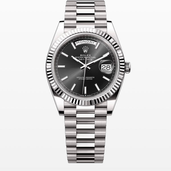 Day Date Black Dial 40mm silver president