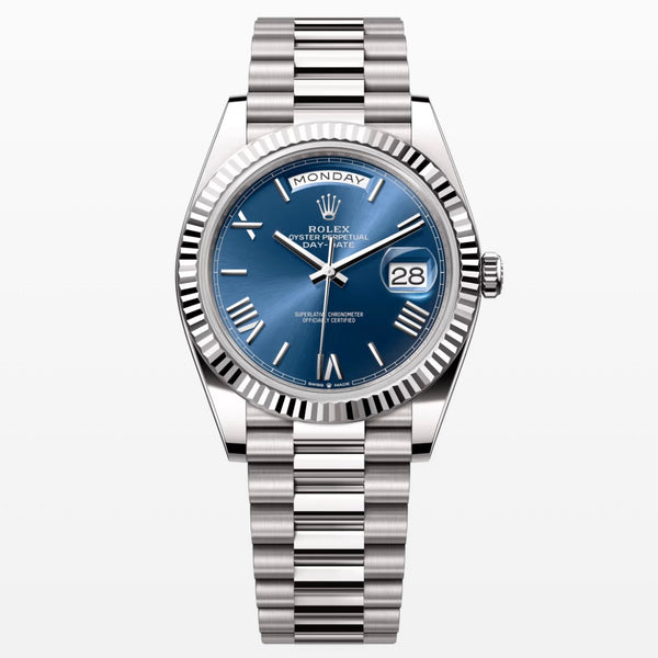 Day Date Blue roman dial 40mm silver president