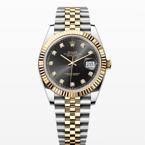 Date Just black dial 36mm 2Tone Jubilee
