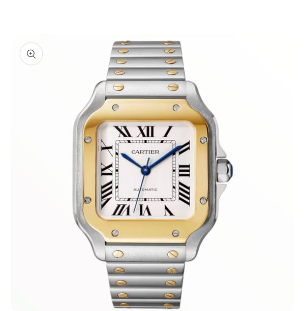 Santos Watch Two Tone Yellow Gold White Dial