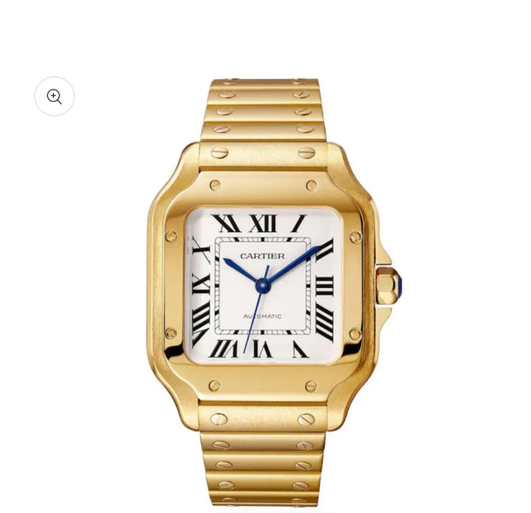 Santos Watch Yellow Gold White Dial