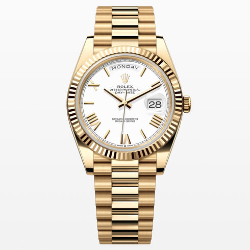 Day Date White roman Dial 40mm gold president