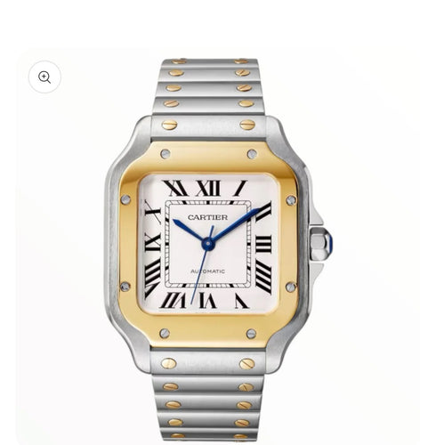Santos Watch Two Tone Yellow Gold White Dial